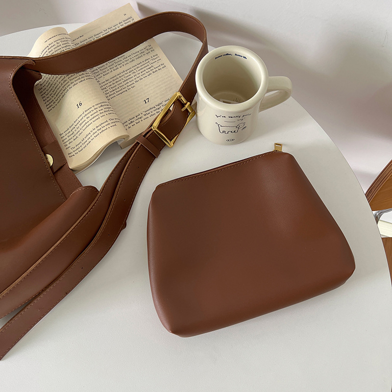 Women's Shoulder Bag Solid Fashion Handbag Crossbody Bag Women's Minimalist PU Leather Bag