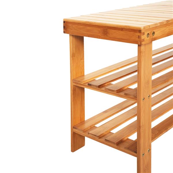 90cm Bar Shaped Shoe Changing Stool And Shoe Rack In Natural Wood Color