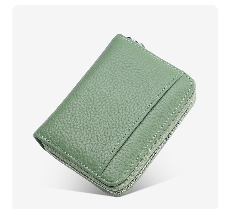RFID Genuine Leather Card Wallet Men Women Purse With Coin Pocket Zipper Credit Card Holder Small Wallets Bags