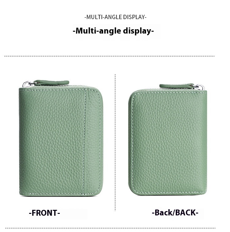 RFID Genuine Leather Card Wallet Men Women Purse With Coin Pocket Zipper Credit Card Holder Small Wallets Bags
