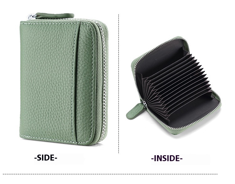 RFID Genuine Leather Card Wallet Men Women Purse With Coin Pocket Zipper Credit Card Holder Small Wallets Bags