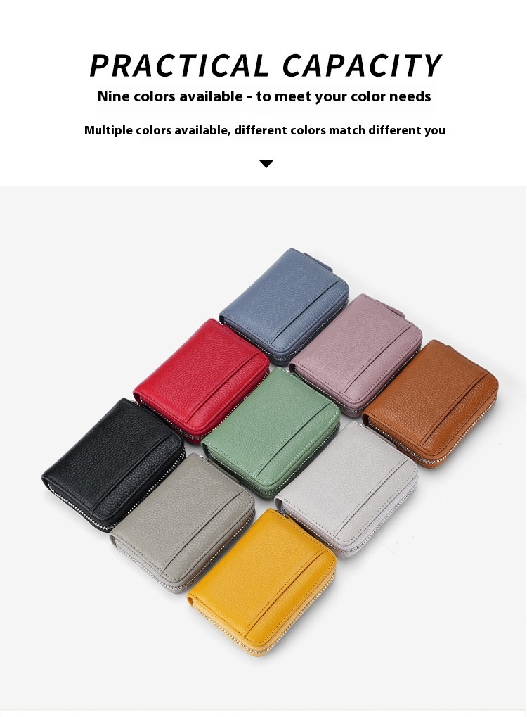 RFID Genuine Leather Card Wallet Men Women Purse With Coin Pocket Zipper Credit Card Holder Small Wallets Bags