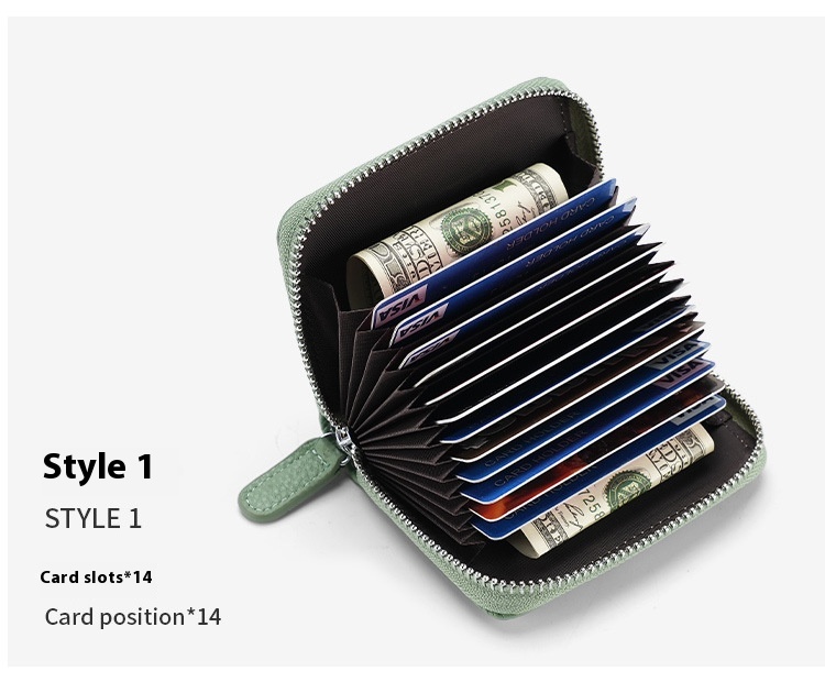 RFID Genuine Leather Card Wallet Men Women Purse With Coin Pocket Zipper Credit Card Holder Small Wallets Bags
