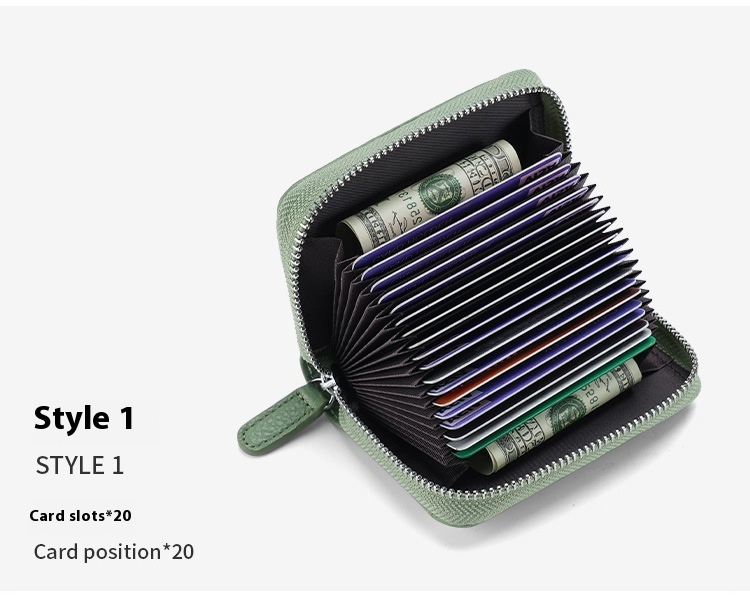 RFID Genuine Leather Card Wallet Men Women Purse With Coin Pocket Zipper Credit Card Holder Small Wallets Bags