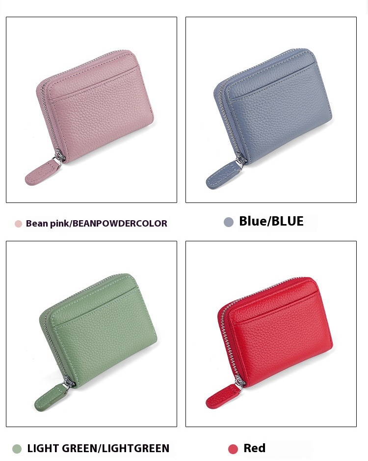 RFID Genuine Leather Card Wallet Men Women Purse With Coin Pocket Zipper Credit Card Holder Small Wallets Bags