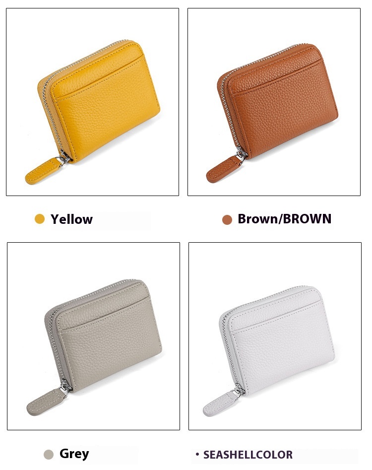 RFID Genuine Leather Card Wallet Men Women Purse With Coin Pocket Zipper Credit Card Holder Small Wallets Bags