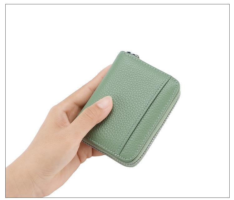 RFID Genuine Leather Card Wallet Men Women Purse With Coin Pocket Zipper Credit Card Holder Small Wallets Bags