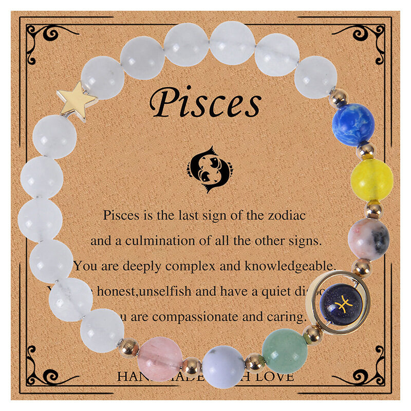 Crystal String Beads 12 Constellation Bracelet Band Card