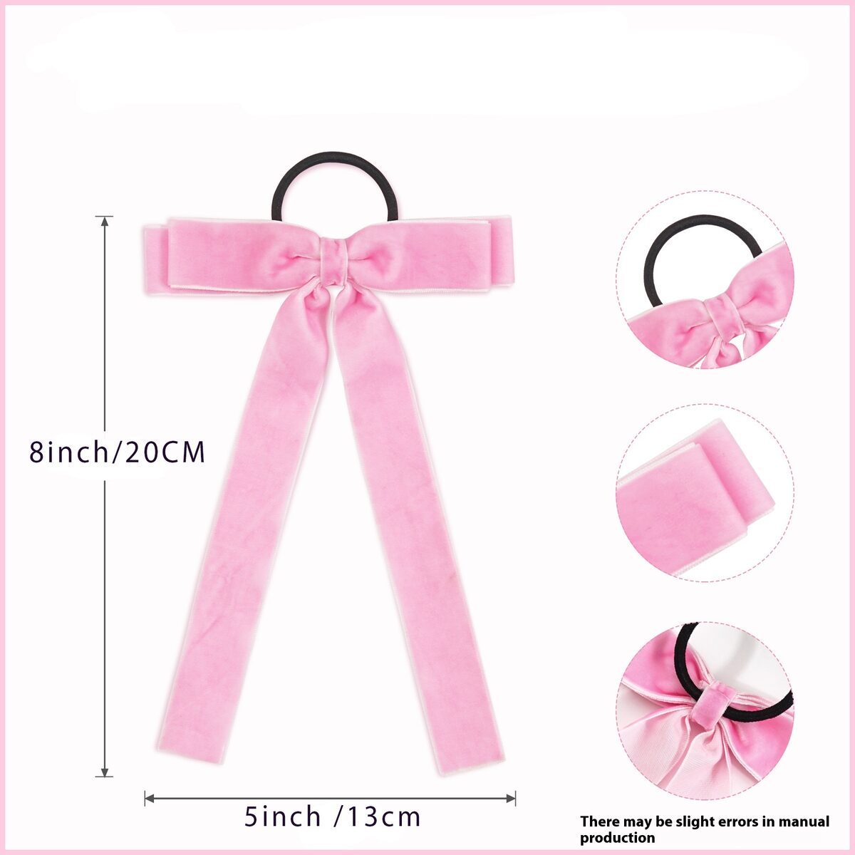 Velvet Bandeau Rubber Band Girl Bow Ribbon Horsetail Headwear
