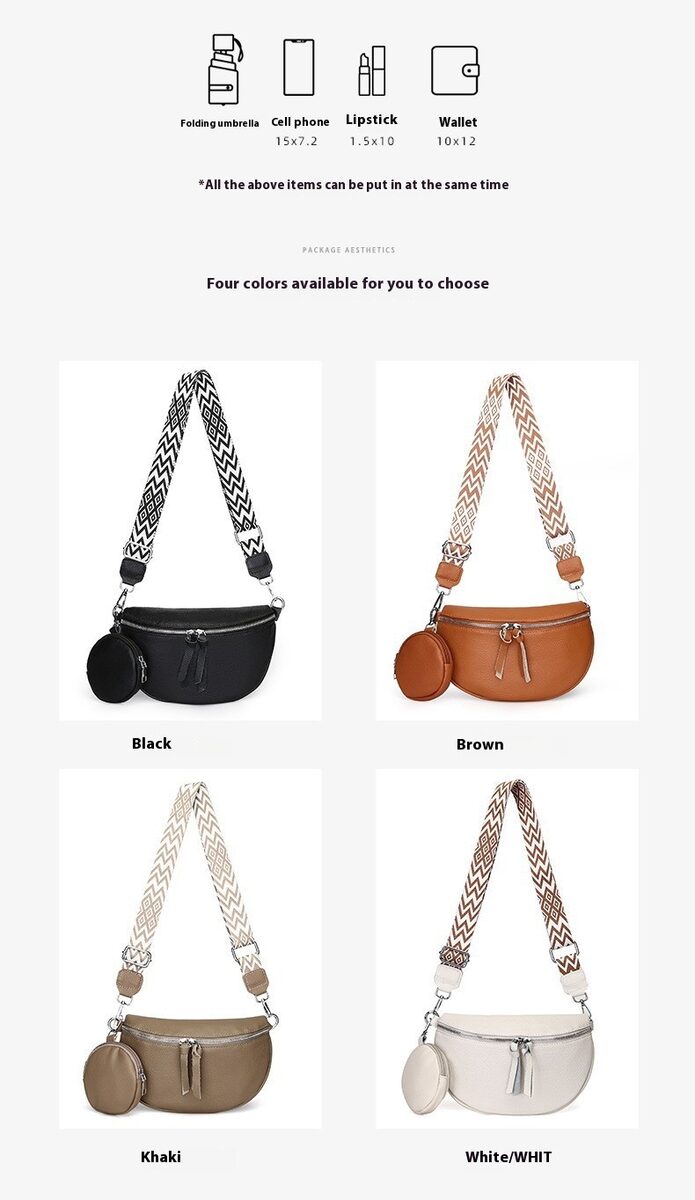 Leather Fashion Crossbody Bag Elegant Solid Colour Genuine Leather Fanny Packs For Women Stylish Belt Bag Female Waist Pack Ladies Crossbody Chest Bag