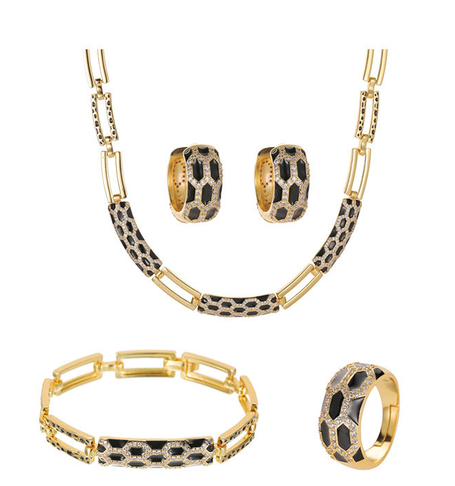 New Korean style diamond earring necklace set